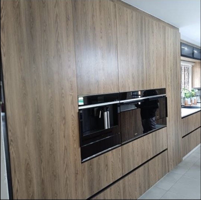 Wood-finish built-in kitchen